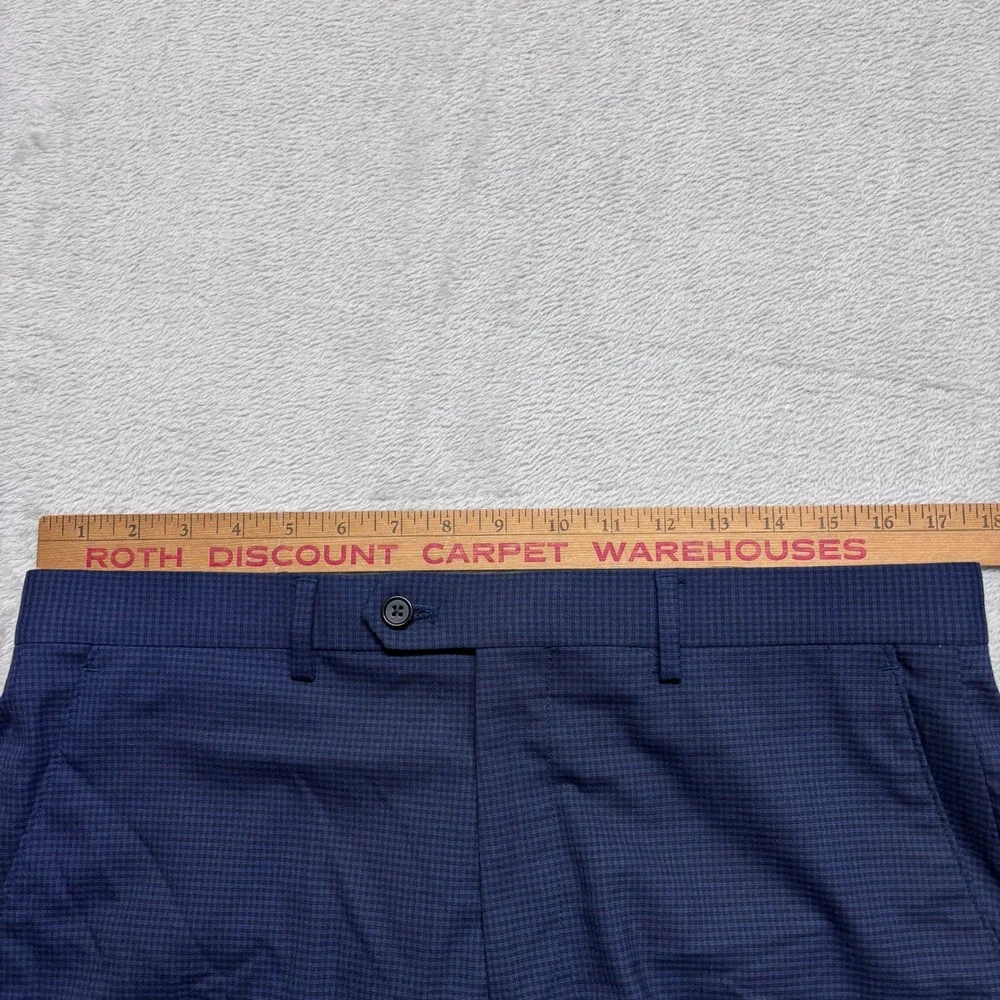 Ralph Ralph Lauren Mens 34x32 Dress Suit Pants Blue Micro Check Stretch